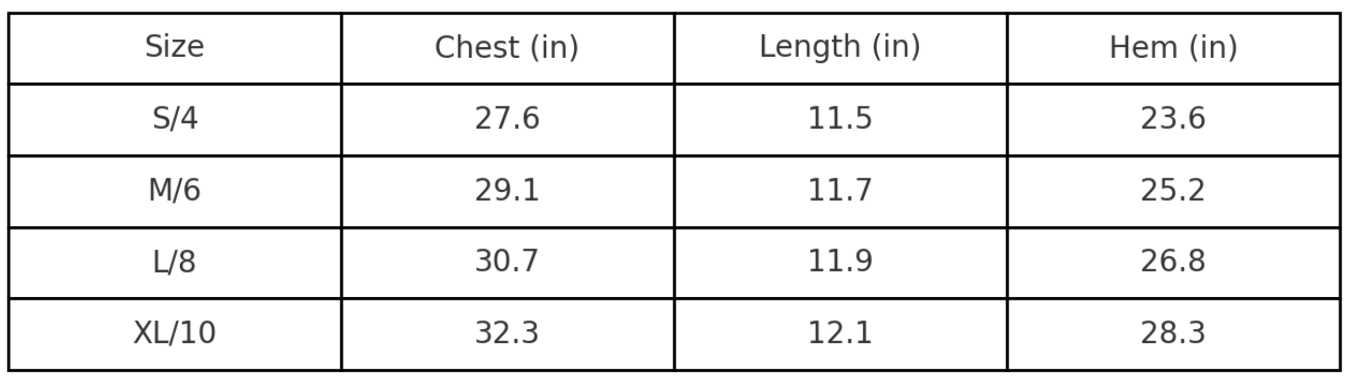 Size Chart