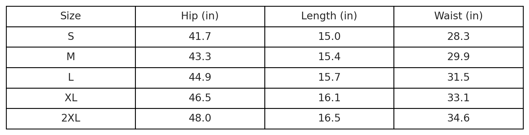 Size Chart