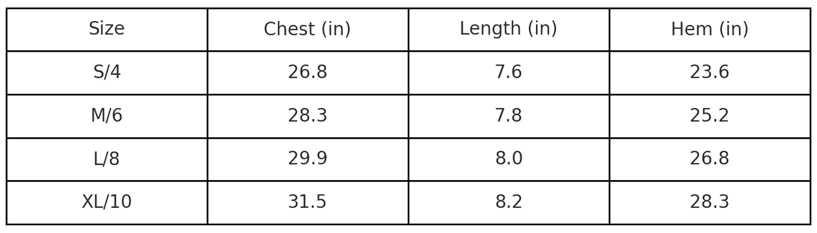 Size Chart