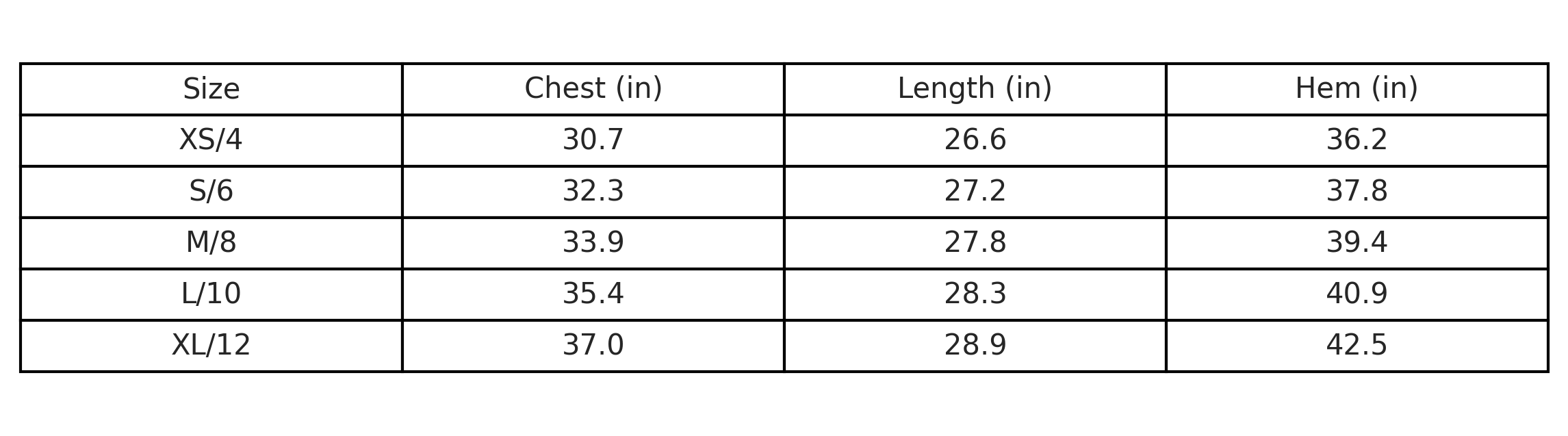 Size Chart