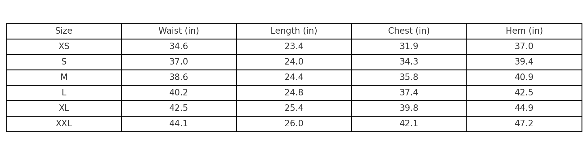 Size Chart